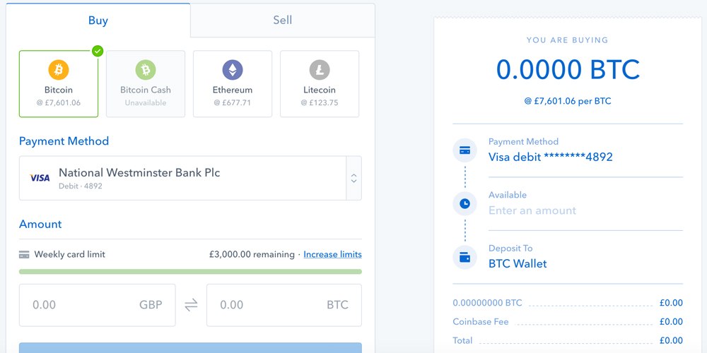 buy bitcoin with coinbase